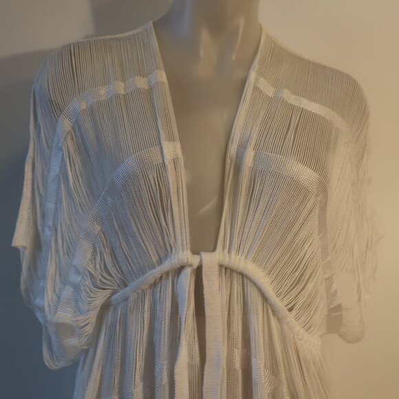 NWT Womens Michaela White Long Linguini Fringe Duster Dress OS * - Picture 3 of 12